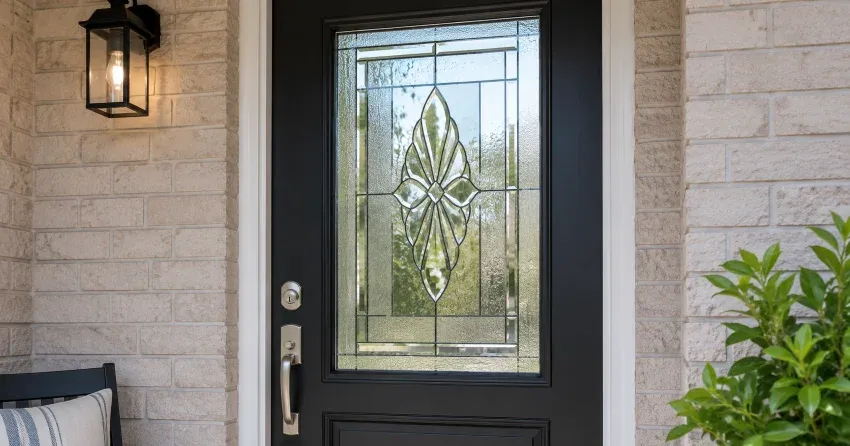 technician replacing a cracked decorative glass panel in Smithville