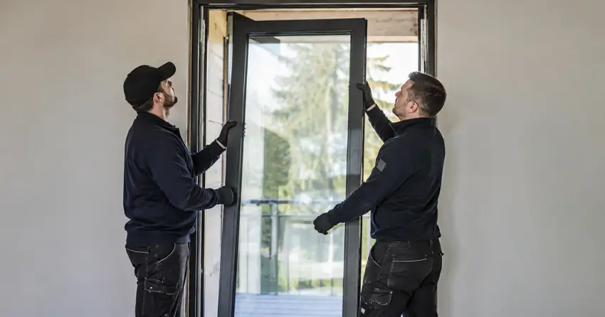 new glass panel being fitted into door frame in Caistorville, Smithville