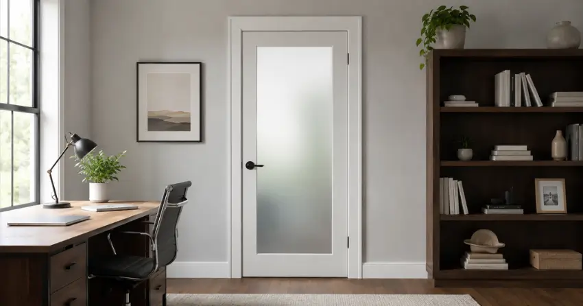 frosted interior door installed in home office in Smithville