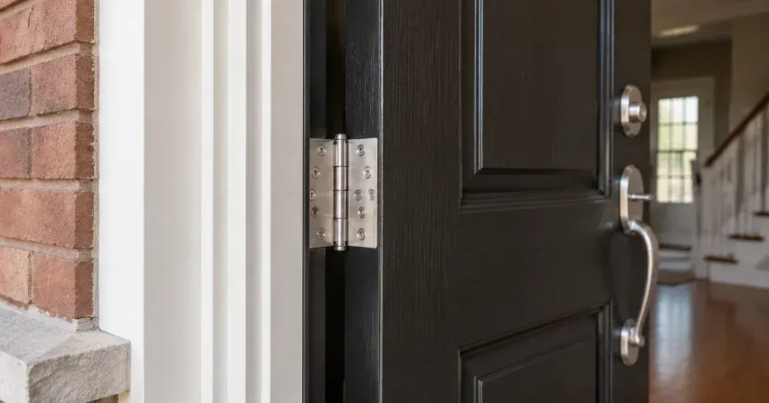 technician repairing a front door lock and frame in St. Anns, Smithville